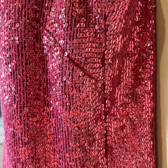 VTG Barbie Pink Sequin Retro Glam Crop V-Neck Tank Top - Picture 6 of 10